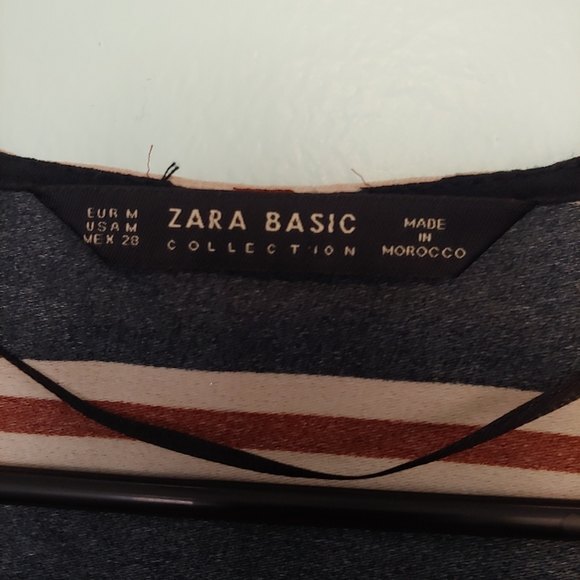 Zara Black & Cream Stripe Wrap Top Blogger's Favorite Neutral Size Medium - Picture 7 of 8